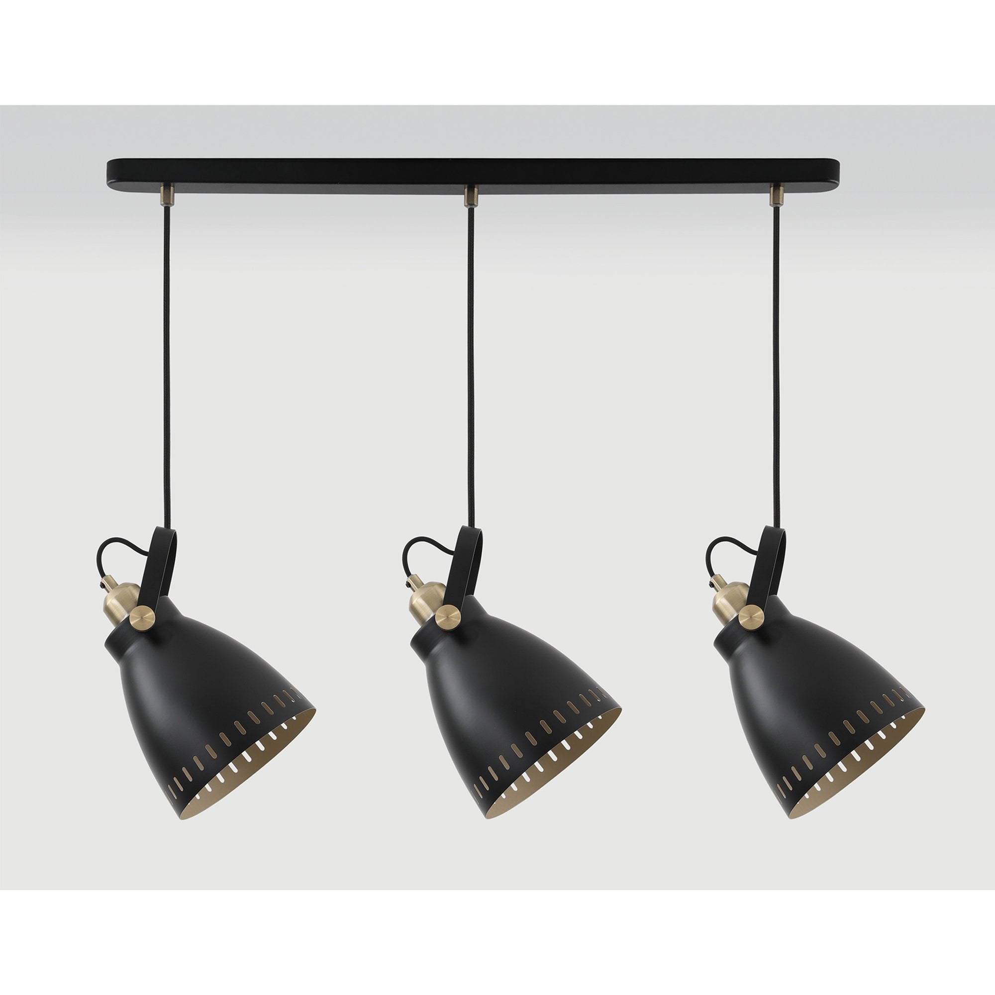 NL77299 Bojam Linear Pendant 3 Light Matt Black/Antique Brass/Khaki
