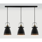 NL77299 Bojam Linear Pendant 3 Light Matt Black/Antique Brass/Khaki