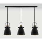 NL77299 Bojam Linear Pendant 3 Light Matt Black/Antique Brass/Khaki