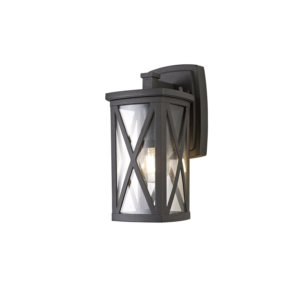 NL77829 Brena Outdoor Down Criss Cross Wall Lamp 1 Light Anthracite/Clear Glass