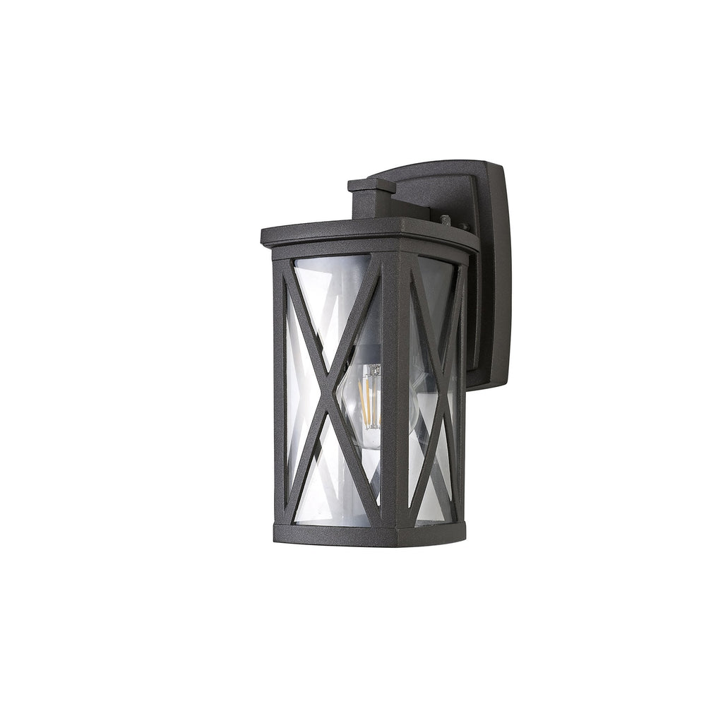 NL77829 Brena Outdoor Down Criss Cross Wall Lamp 1 Light Anthracite/Clear Glass