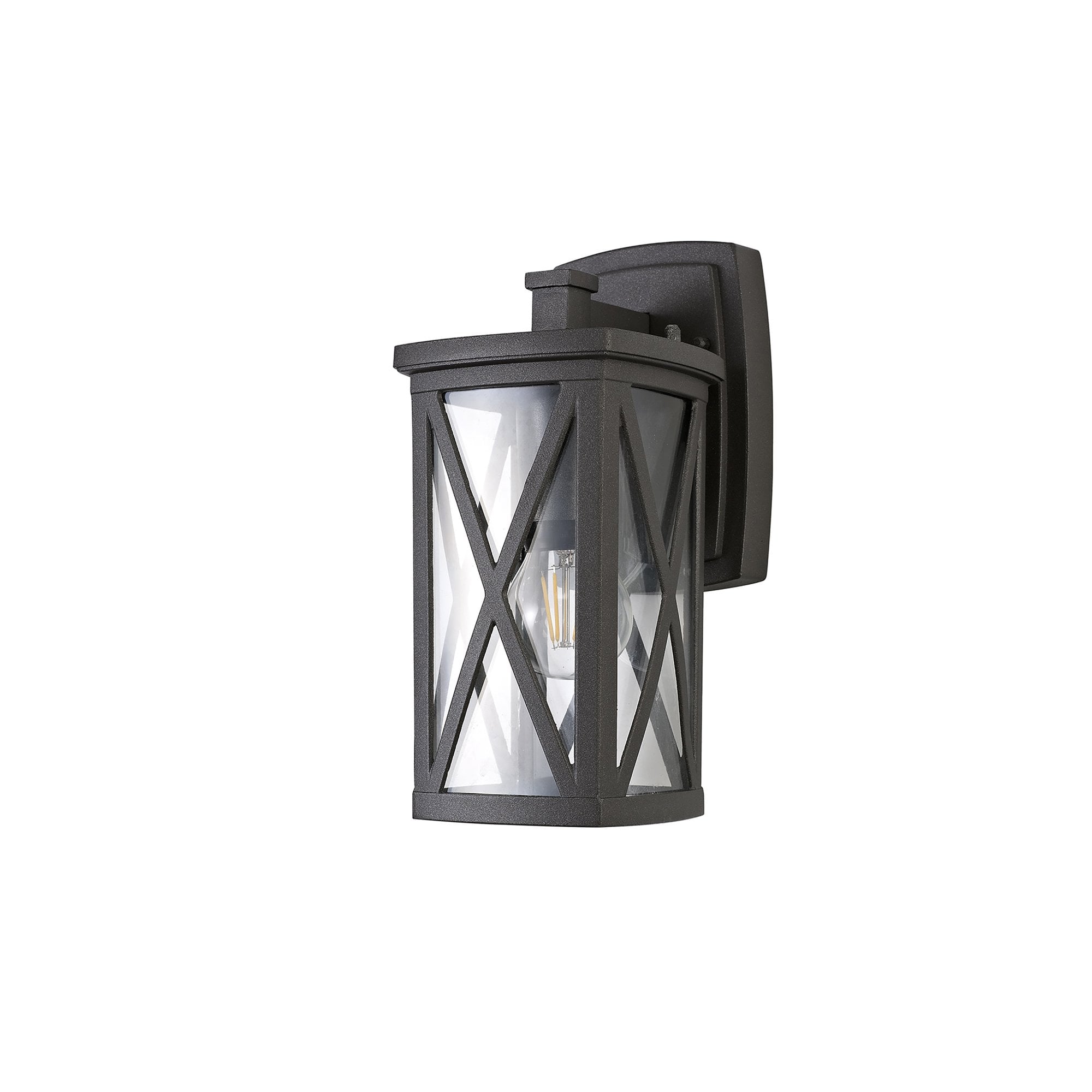 Brena Outdoor Down Criss Cross Wall  Lamp 1 Light Anthracite/Clear Glass