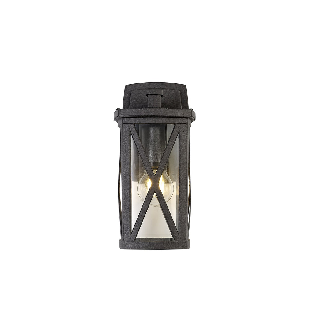 NL77829 Brena Outdoor Down Criss Cross Wall Lamp 1 Light Anthracite/Clear Glass