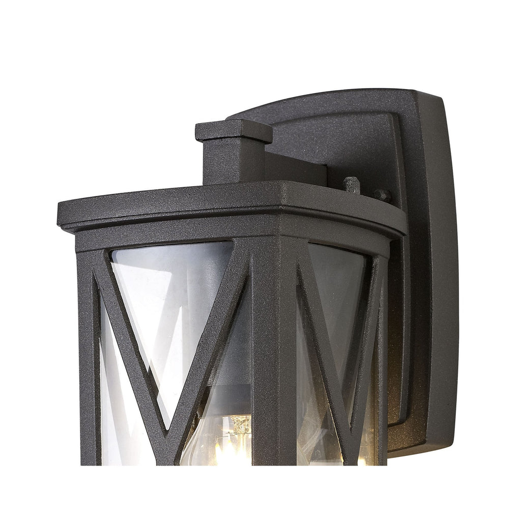 NL77829 Brena Outdoor Down Criss Cross Wall Lamp 1 Light Anthracite/Clear Glass