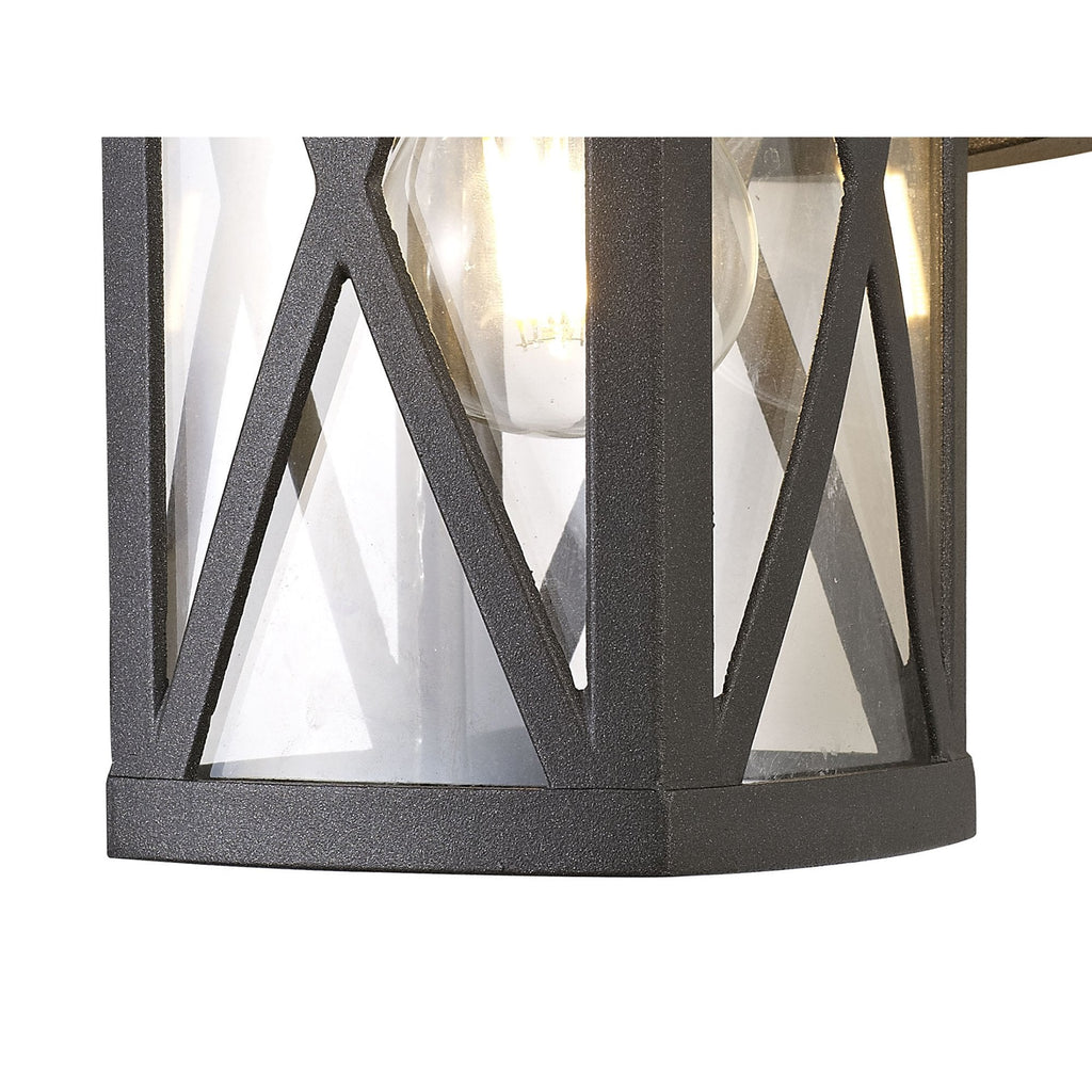 NL77829 Brena Outdoor Down Criss Cross Wall Lamp 1 Light Anthracite/Clear Glass
