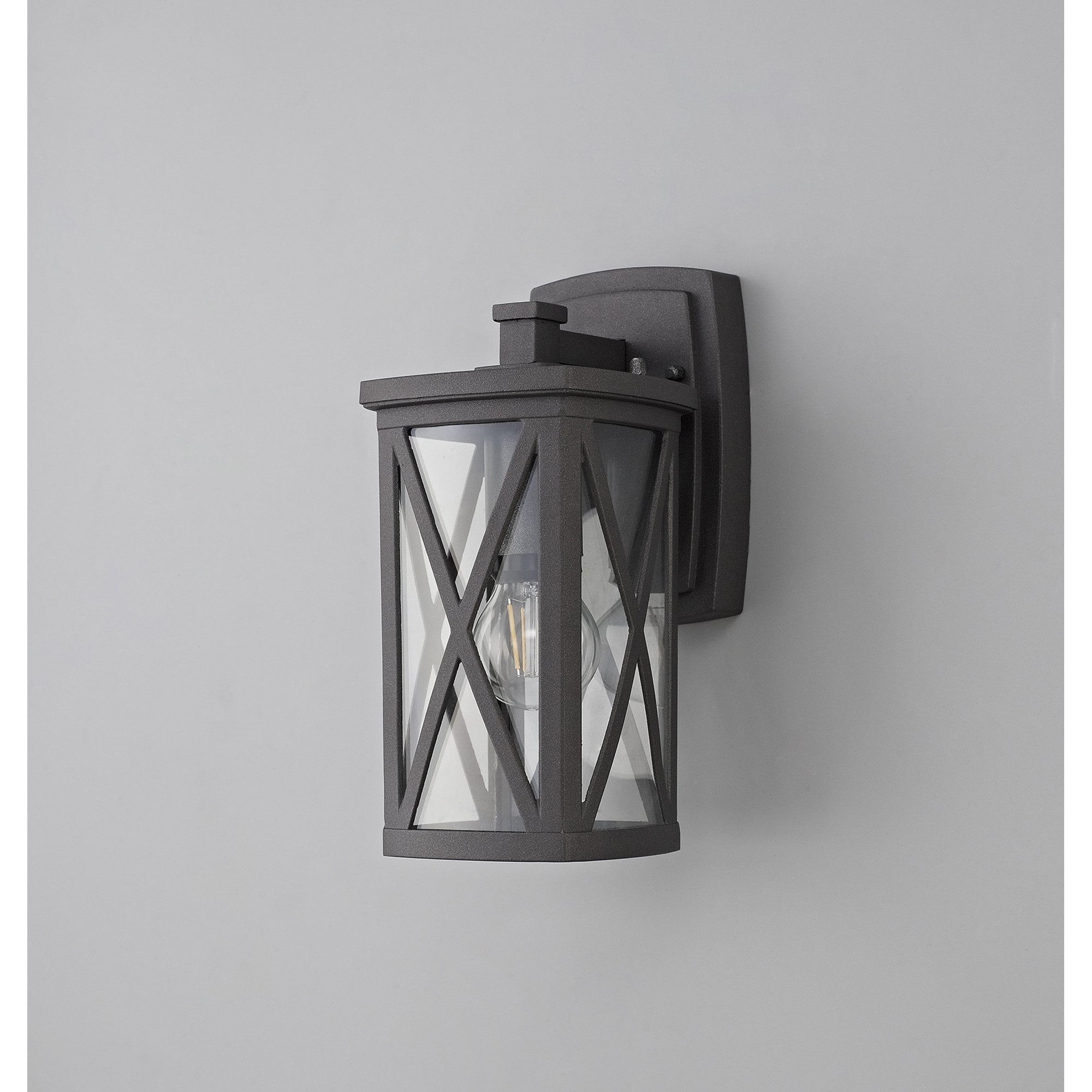 Brena Outdoor Down Criss Cross Wall  Lamp 1 Light Anthracite/Clear Glass