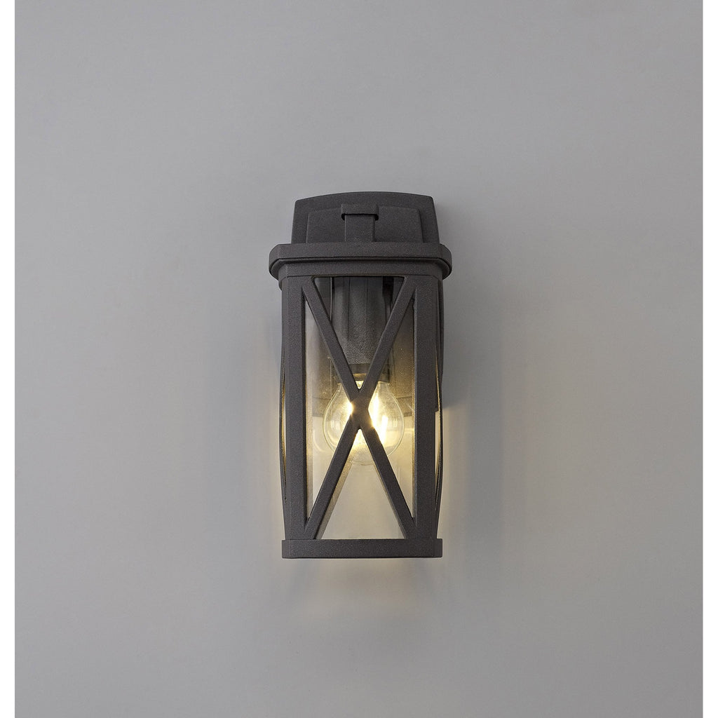 NL77829 Brena Outdoor Down Criss Cross Wall Lamp 1 Light Anthracite/Clear Glass