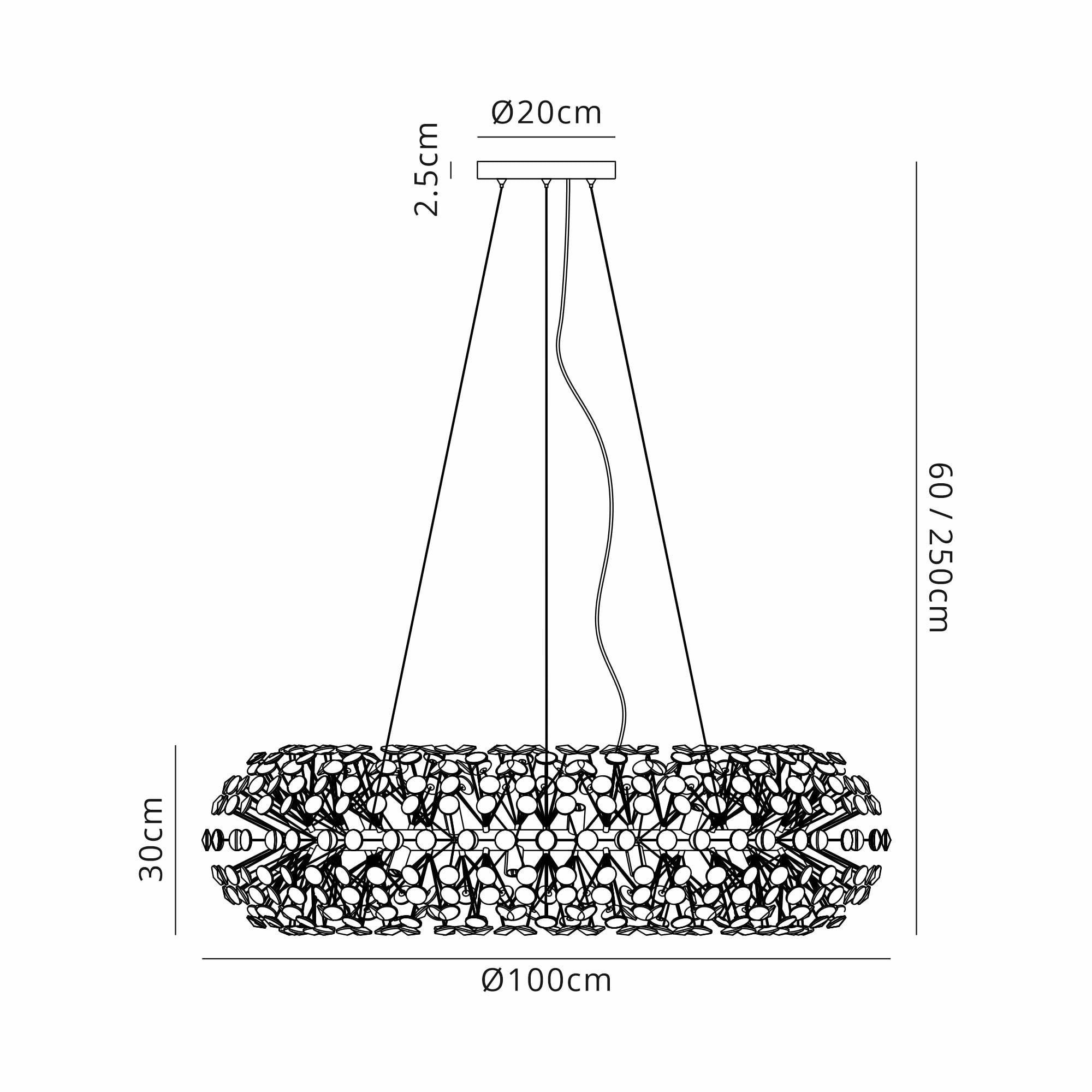 NL73969 Paris Pendant 26 Light Polished Chrome/Crystal