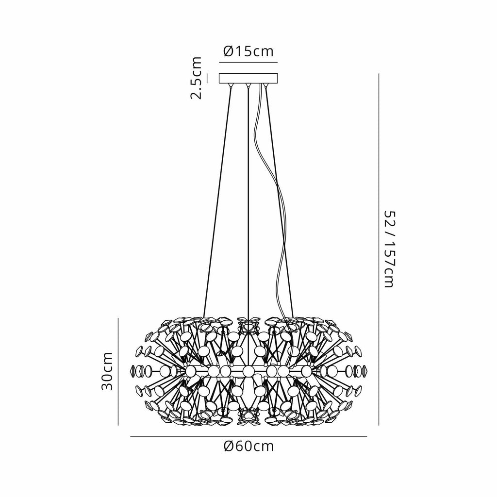 NL73979 Paris Pendant 12 Light French Gold/Crystal