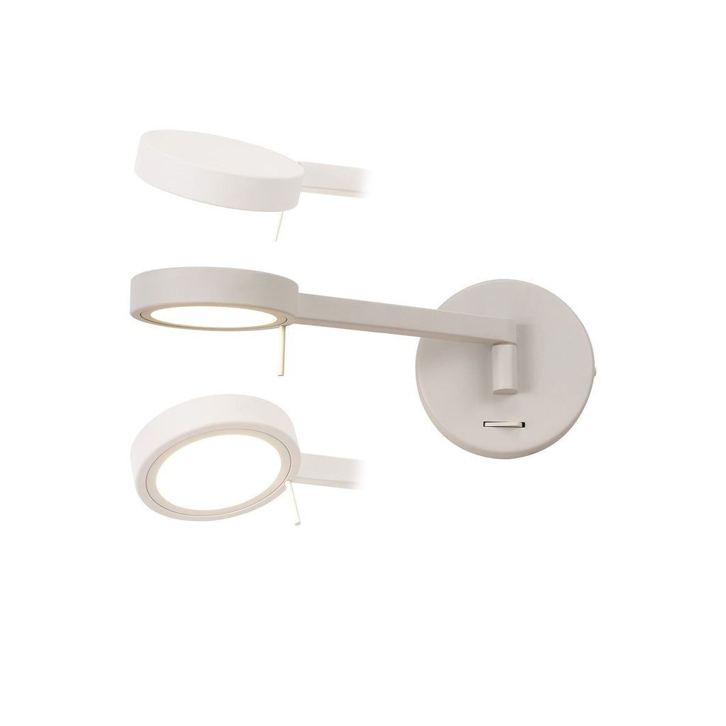 NL77969 Burlon Adjustable Wall Lamp / Reader LED Sand White