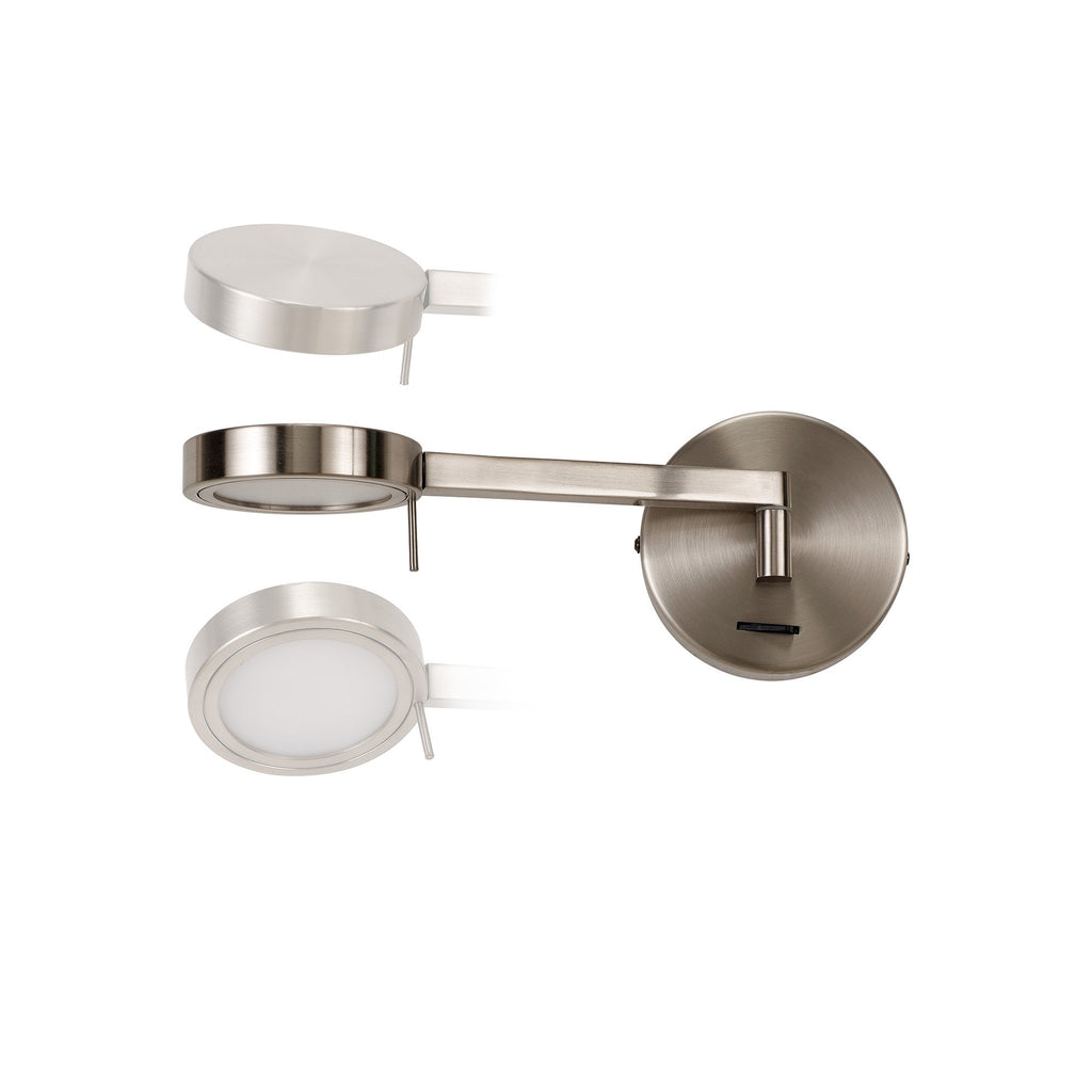 NL77989 Burlon Adjustable Wall Lamp / Reader LED Satin Nickel