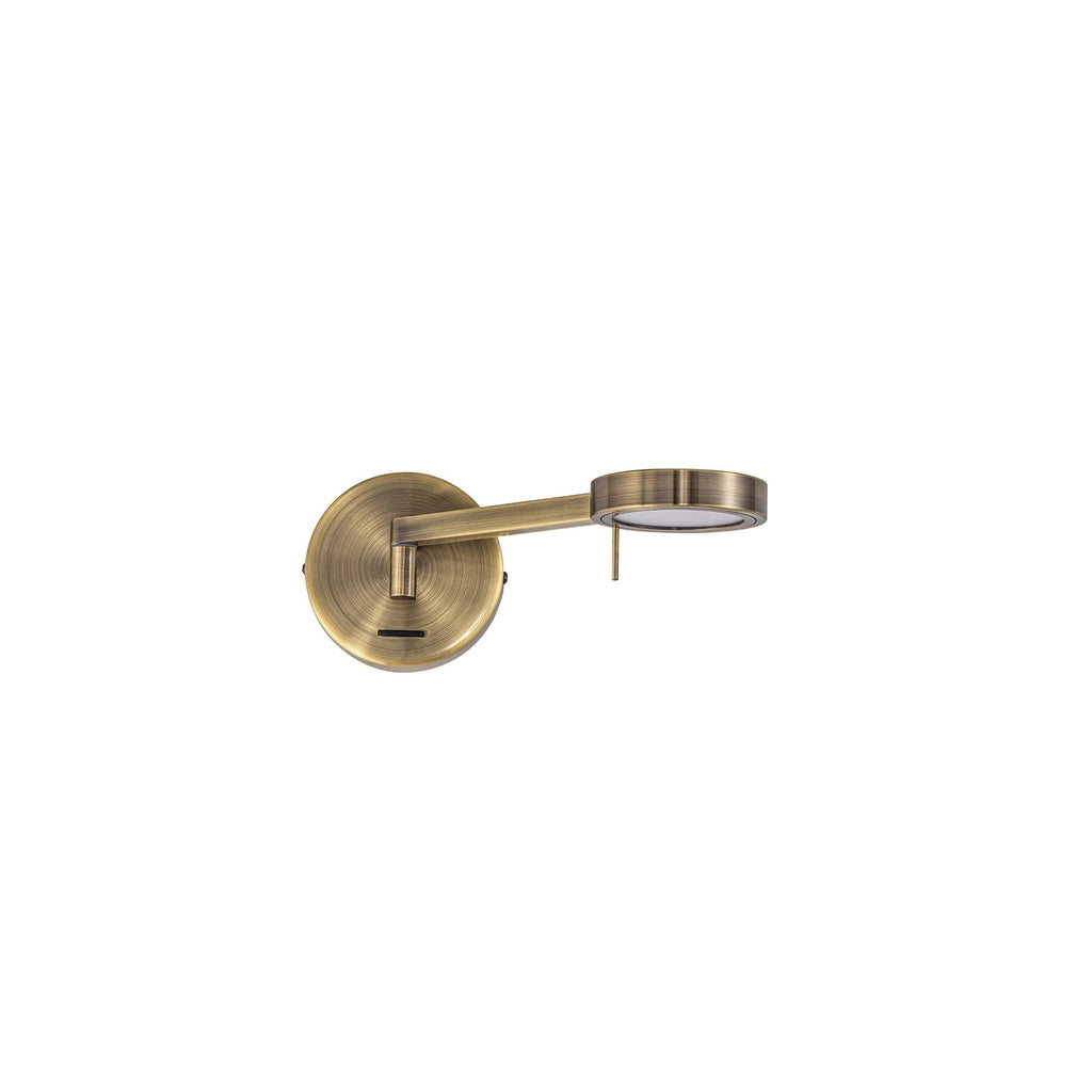 NL77999 Burlon Swing Arm Wall Lamp / Reader LED Antique Brass