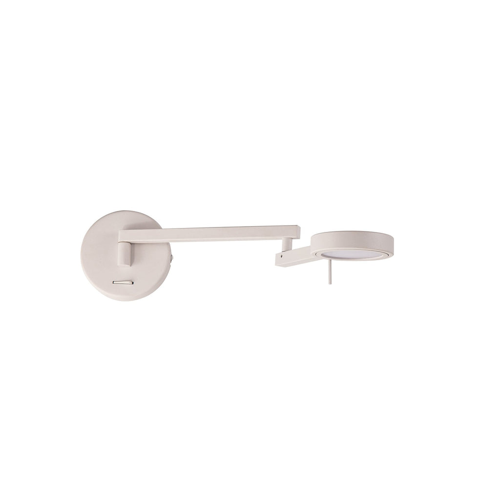 NL78009 Burlon Adjustable Swing Arm Wall Lamp / Reader LED Sand White