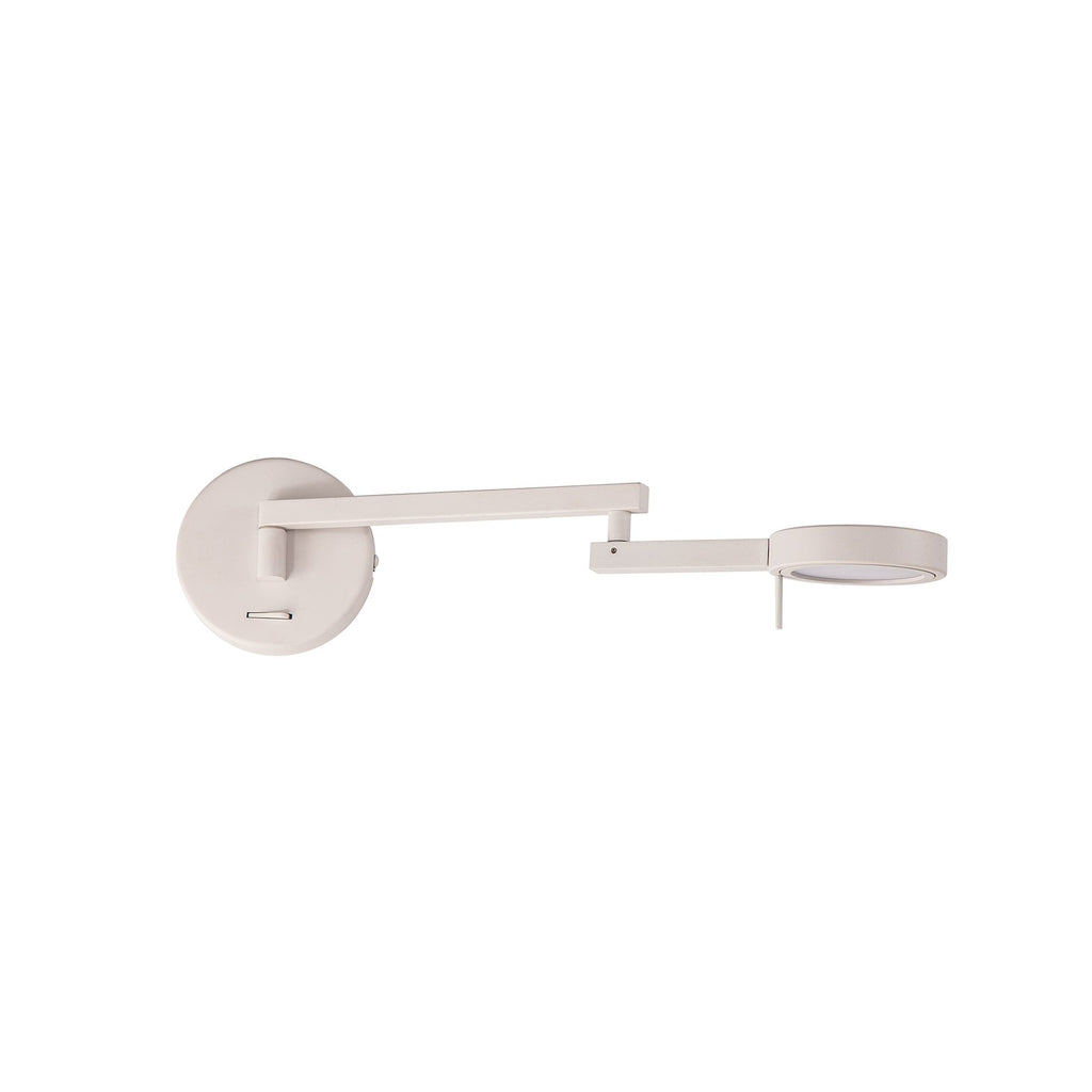 NL78009 Burlon Adjustable Swing Arm Wall Lamp / Reader LED Sand White