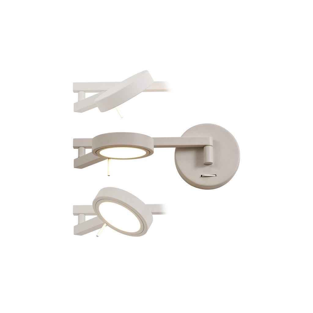 NL78009 Burlon Adjustable Swing Arm Wall Lamp / Reader LED Sand White