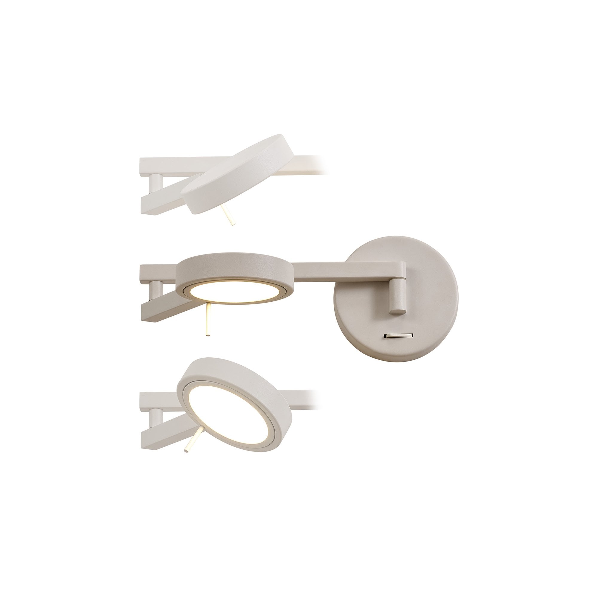 NL78009 Burlon Adjustable Swing Arm Wall Lamp / Reader LED Sand White