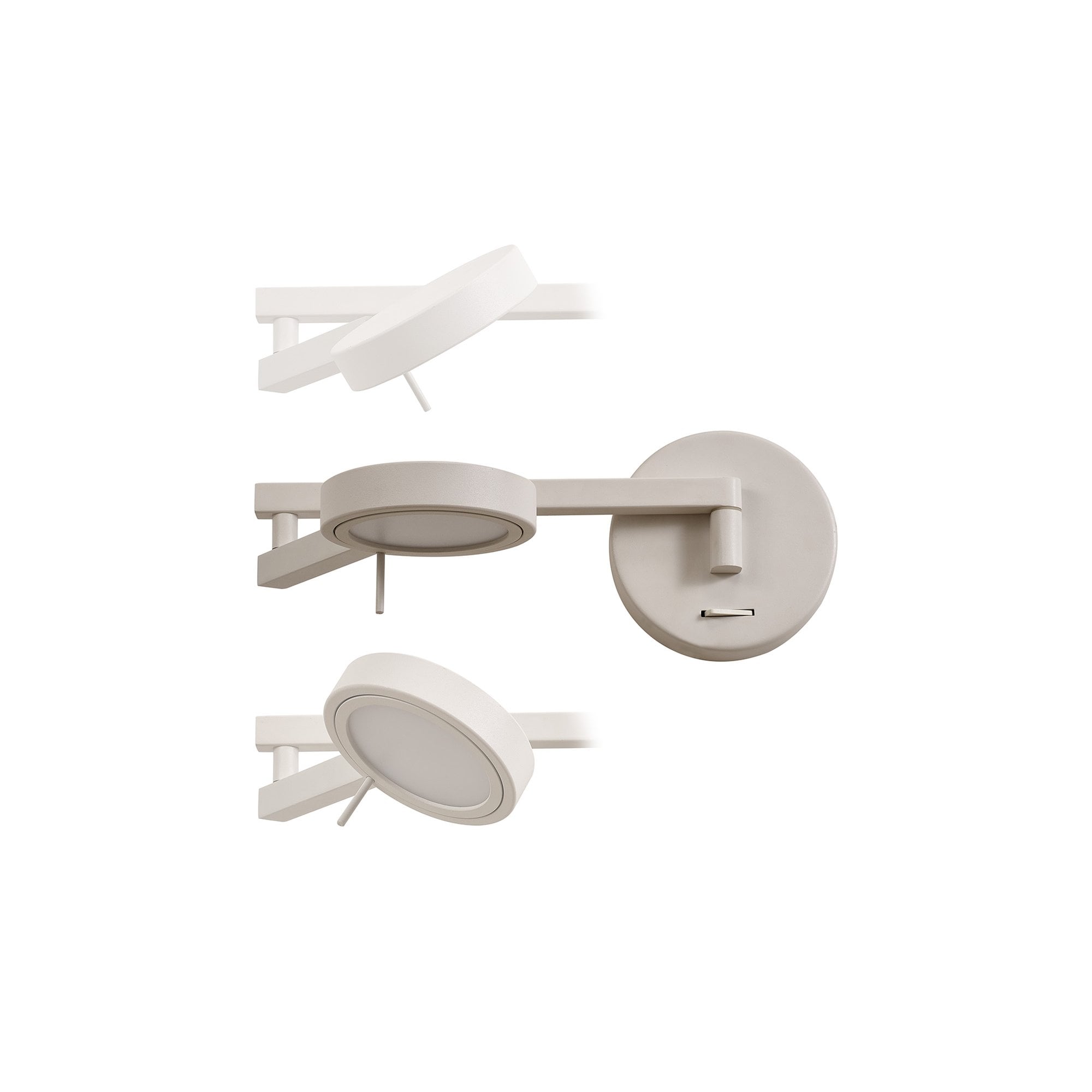 NL78009 Burlon Adjustable Swing Arm Wall Lamp / Reader LED Sand White