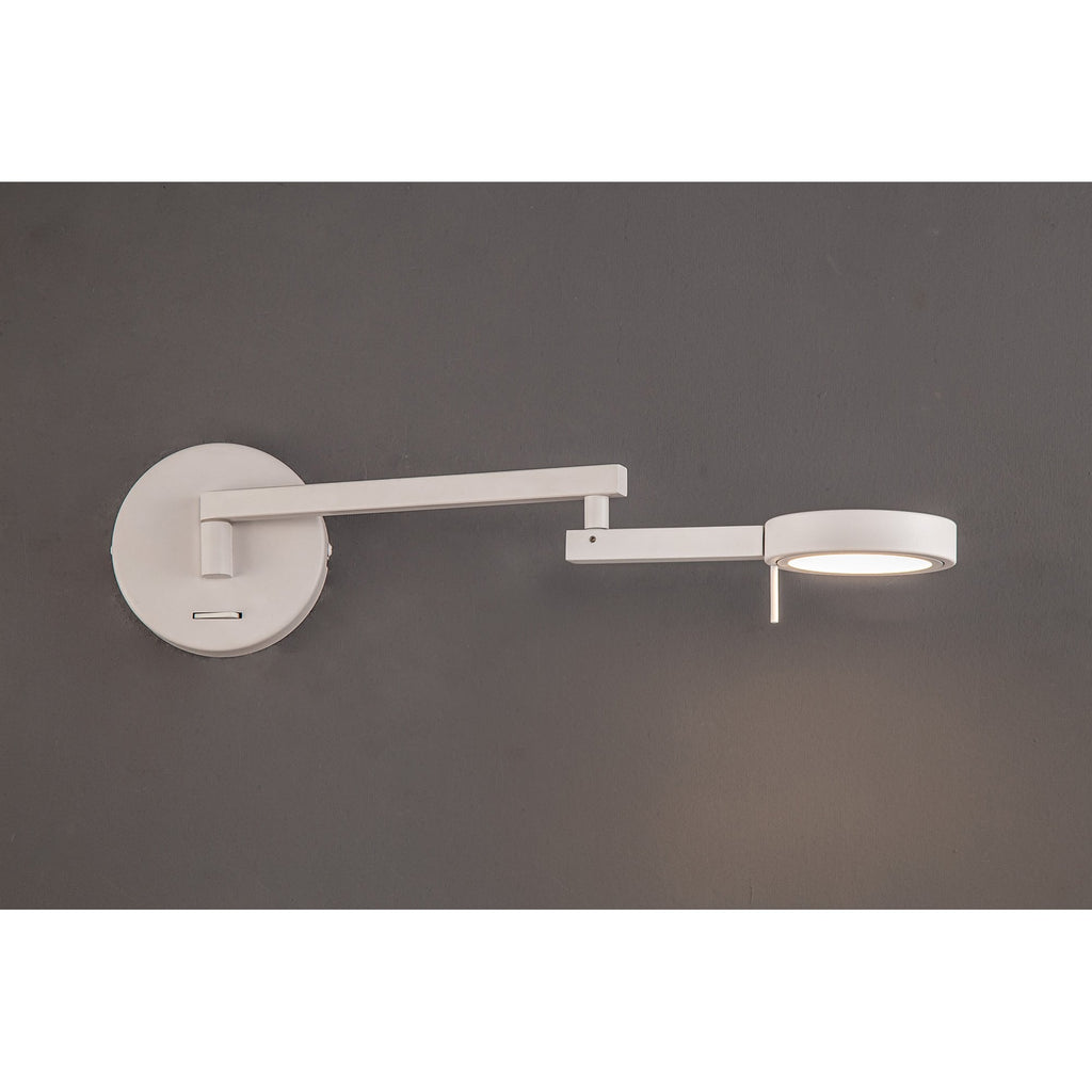 NL78009 Burlon Adjustable Swing Arm Wall Lamp / Reader LED Sand White