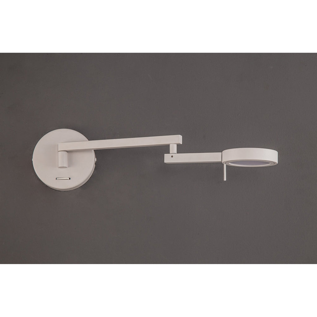 NL78009 Burlon Adjustable Swing Arm Wall Lamp / Reader LED Sand White