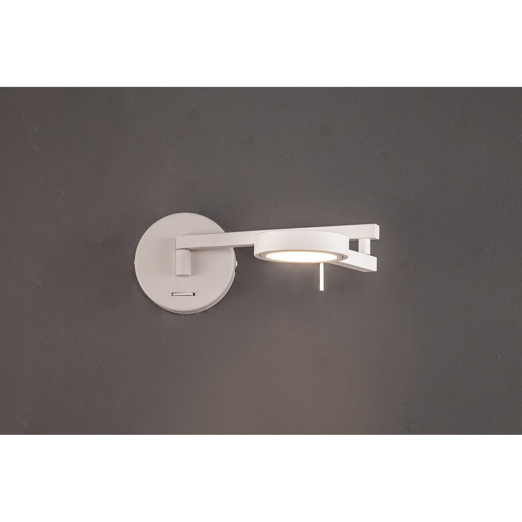 NL78009 Burlon Adjustable Swing Arm Wall Lamp / Reader LED Sand White