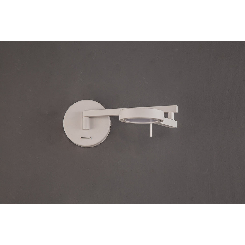 NL78009 Burlon Adjustable Swing Arm Wall Lamp / Reader LED Sand White