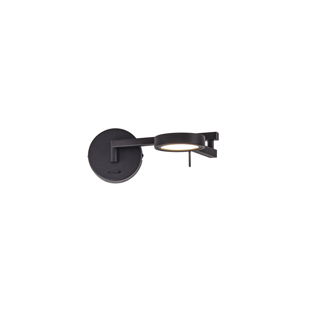 NL78019 Burlon Adjustable Swing Arm Wall Lamp / Reader LED Sand Black
