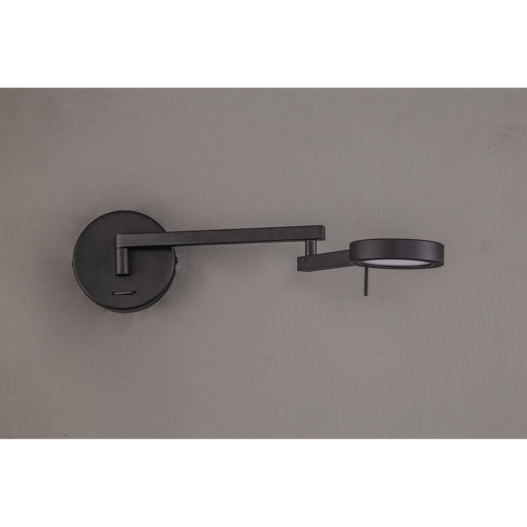 NL78019 Burlon Adjustable Swing Arm Wall Lamp / Reader LED Sand Black