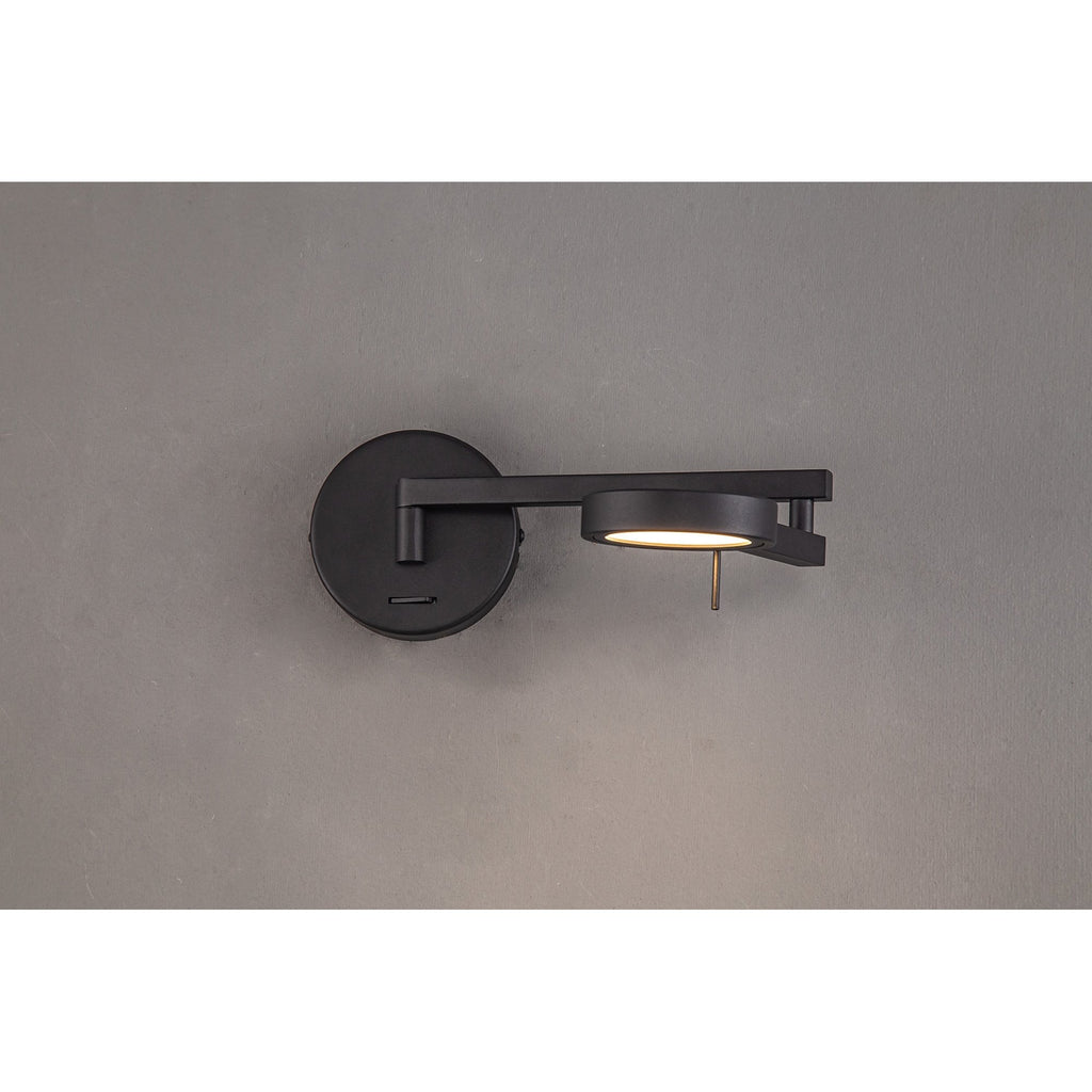 NL78019 Burlon Adjustable Swing Arm Wall Lamp / Reader LED Sand Black