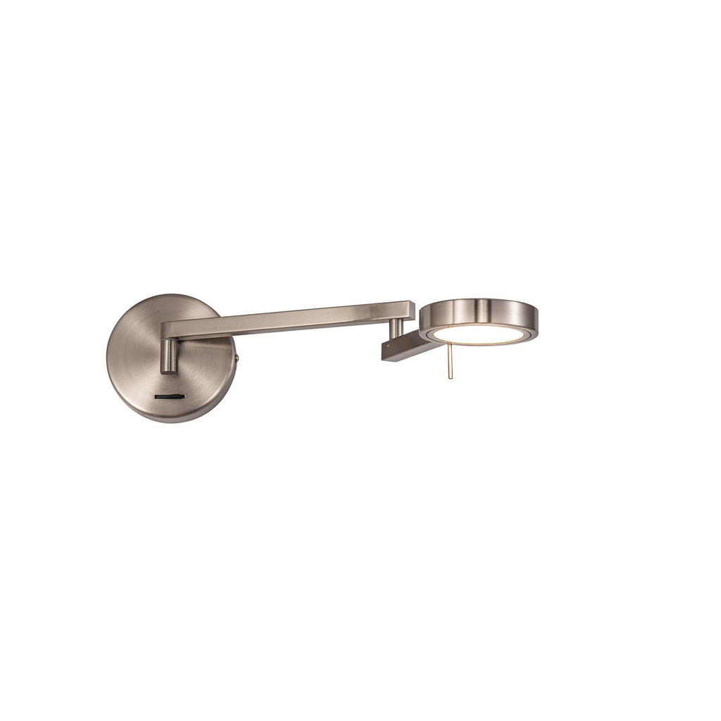 NL78029 Burlon Adjustable Swing Arm Wall Lamp / Reader LED Satin Nickel