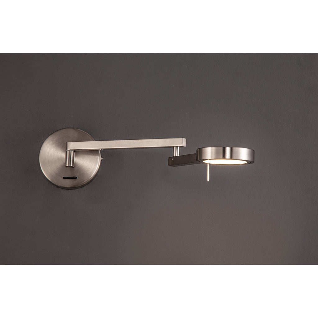 NL78029 Burlon Adjustable Swing Arm Wall Lamp / Reader LED Satin Nickel
