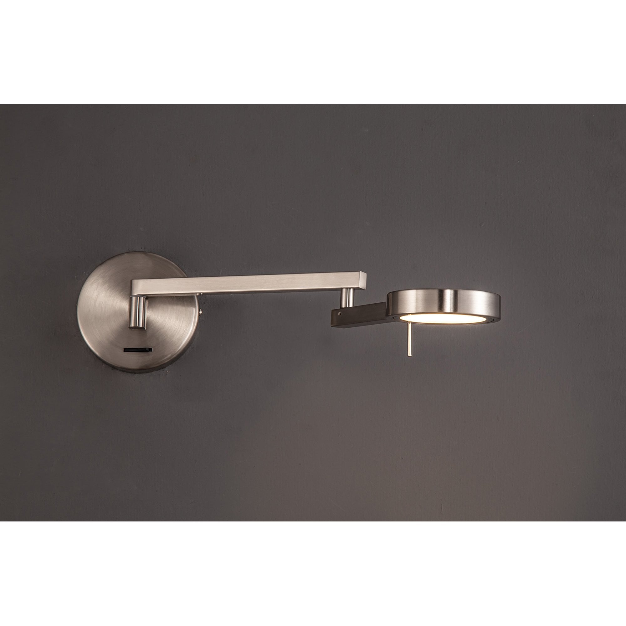 NL78029 Burlon Adjustable Swing Arm Wall Lamp / Reader LED Satin Nickel