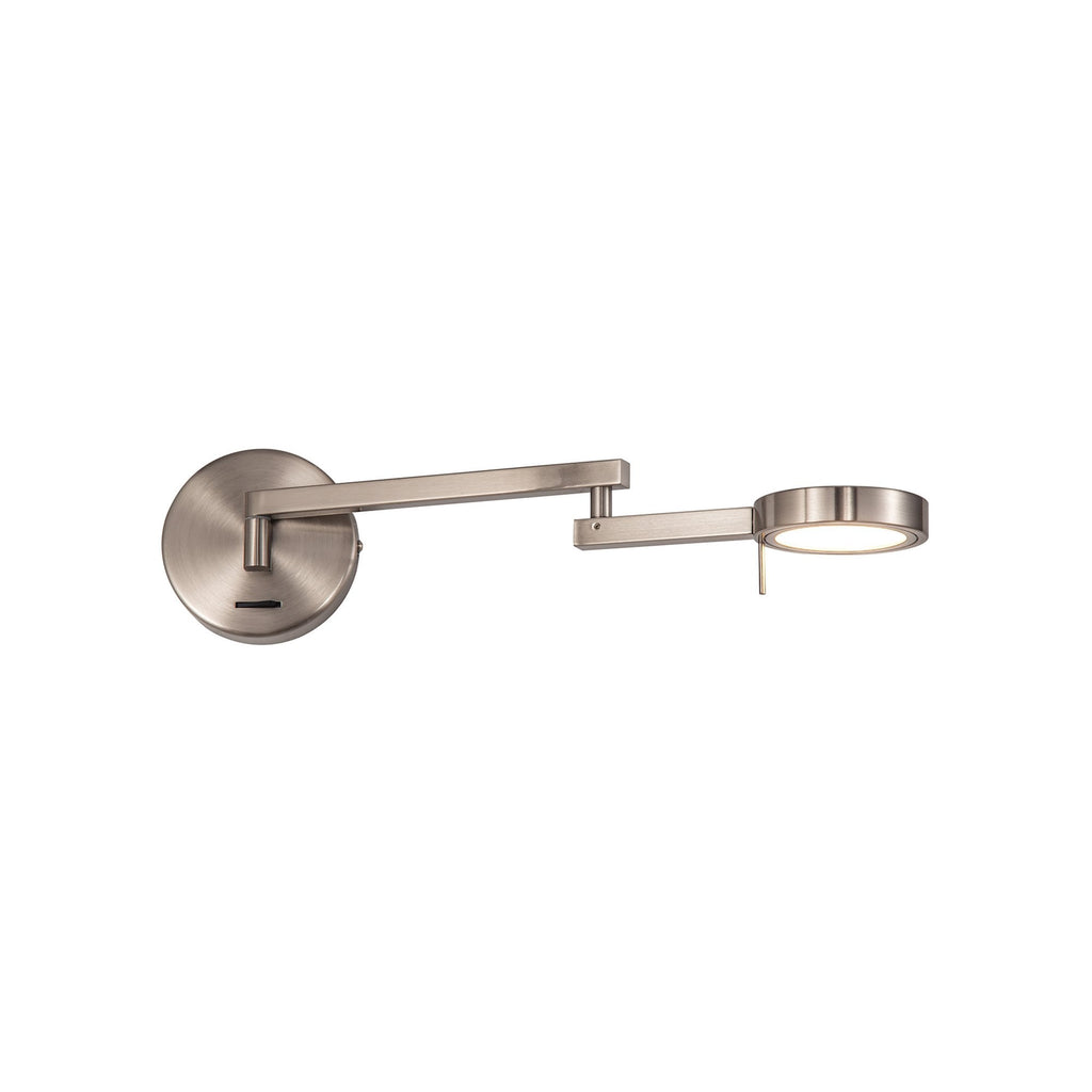 NL78029 Burlon Adjustable Swing Arm Wall Lamp / Reader LED Satin Nickel