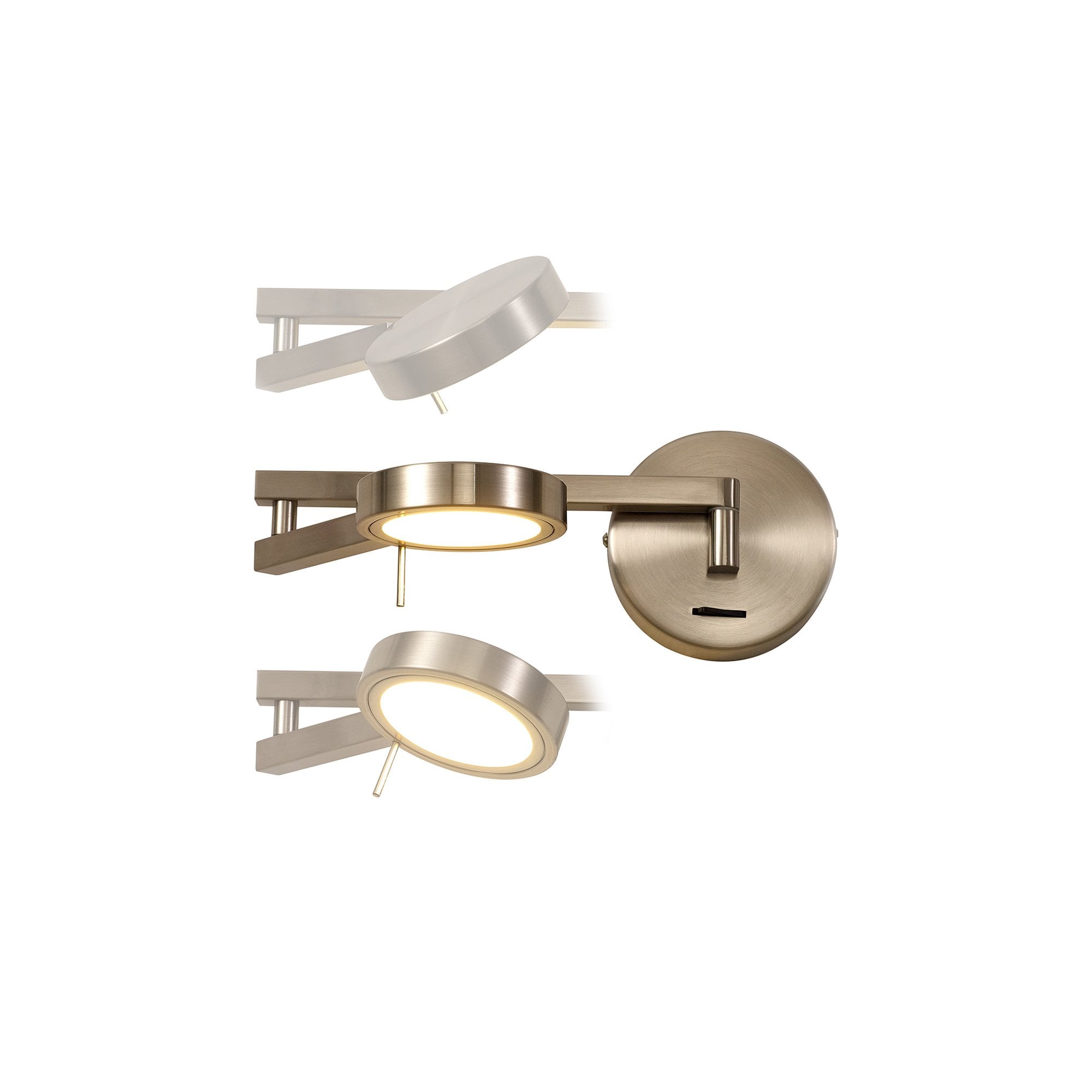 NL78029 Burlon Adjustable Swing Arm Wall Lamp / Reader LED Satin Nickel