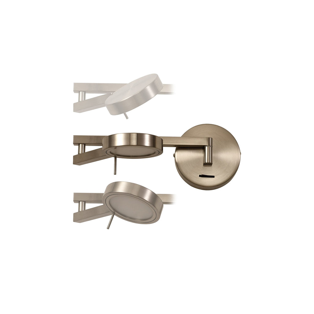 NL78029 Burlon Adjustable Swing Arm Wall Lamp / Reader LED Satin Nickel