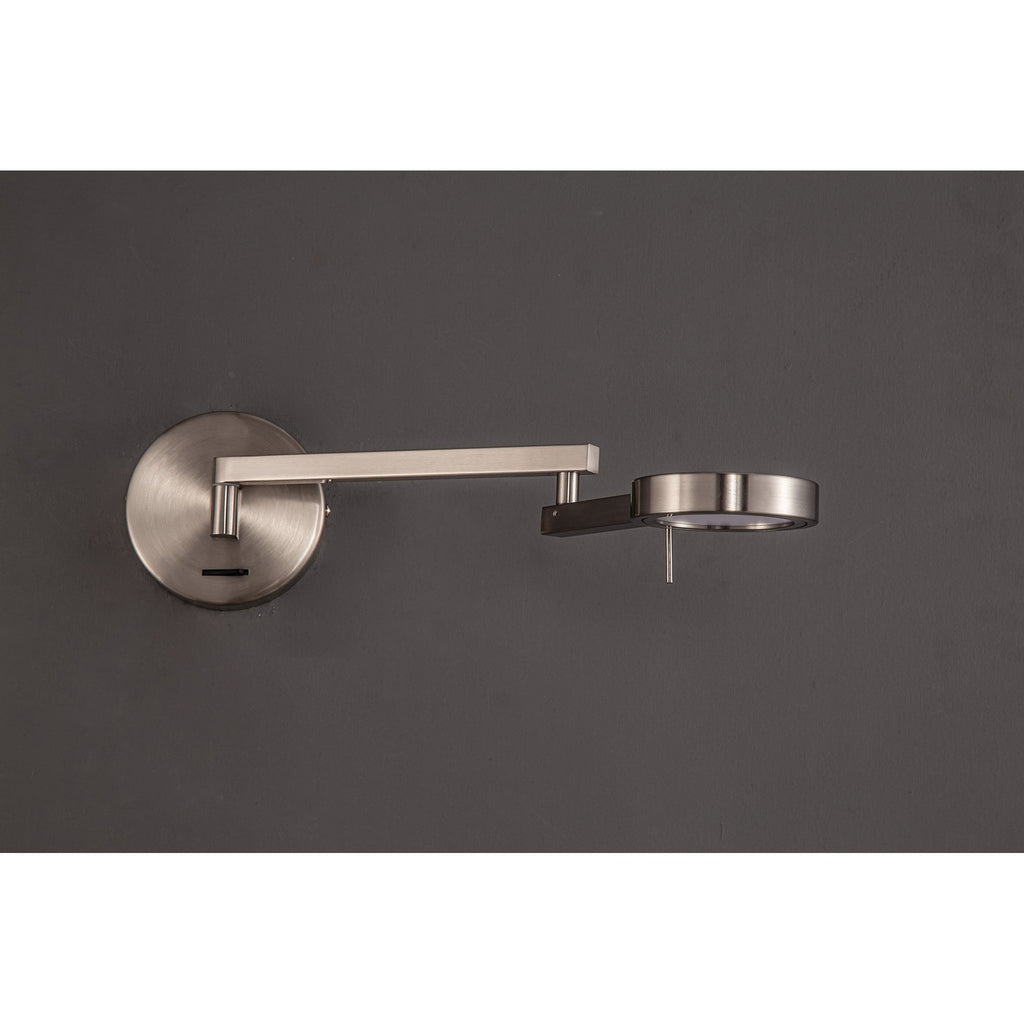 NL78029 Burlon Adjustable Swing Arm Wall Lamp / Reader LED Satin Nickel