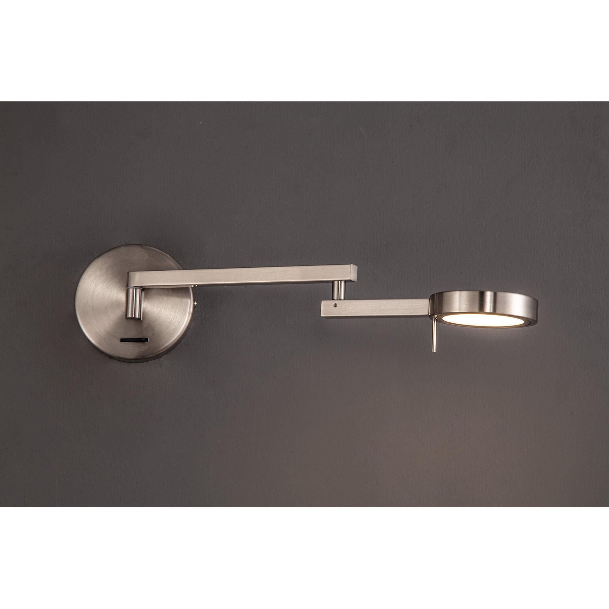 NL78029 Burlon Adjustable Swing Arm Wall Lamp / Reader LED Satin Nickel