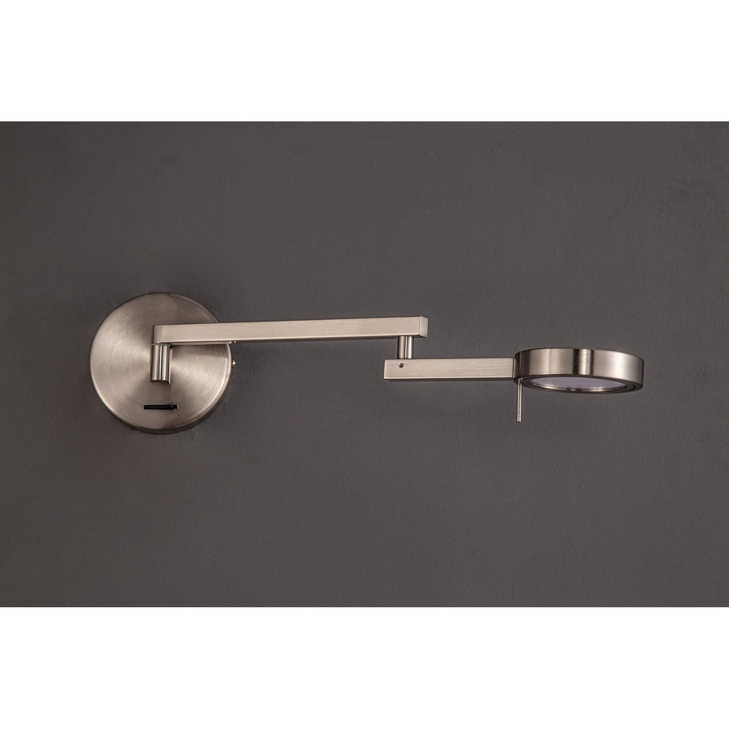 NL78029 Burlon Adjustable Swing Arm Wall Lamp / Reader LED Satin Nickel