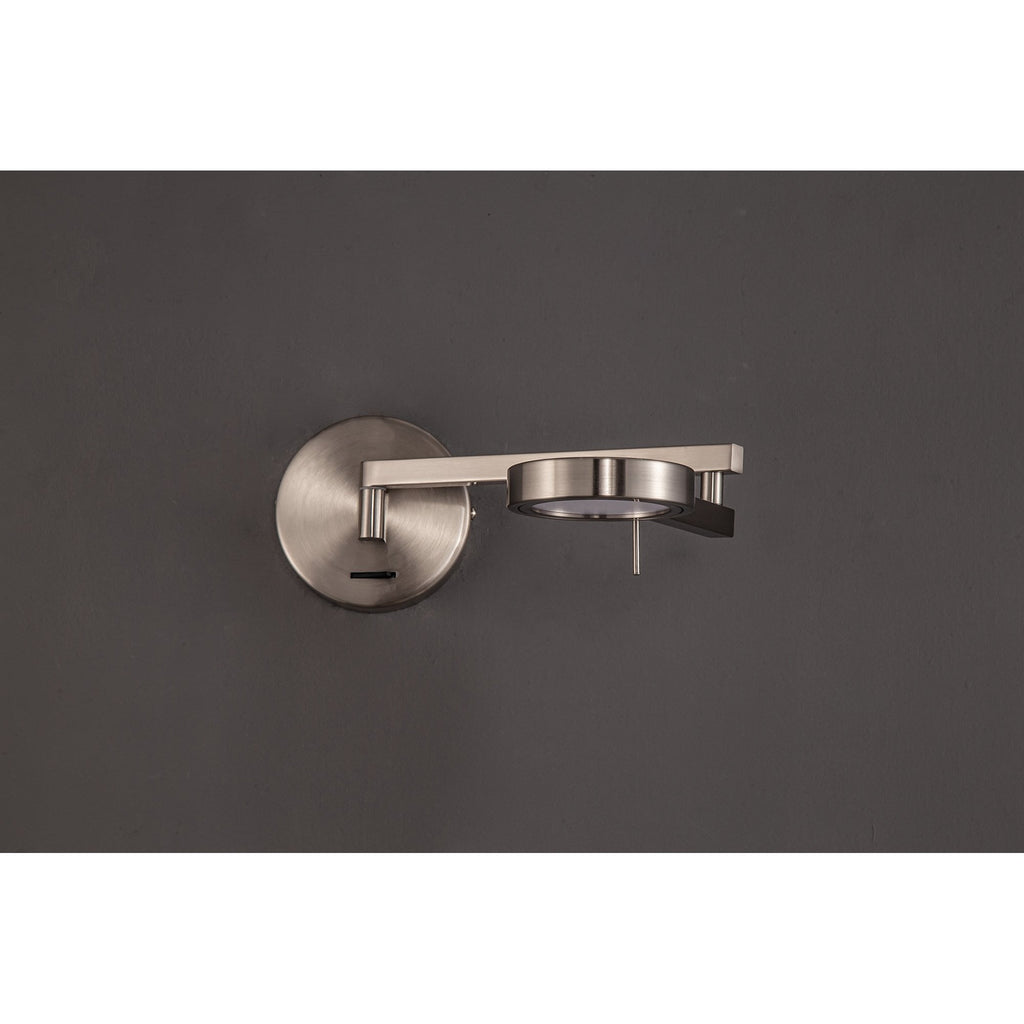 NL78029 Burlon Adjustable Swing Arm Wall Lamp / Reader LED Satin Nickel