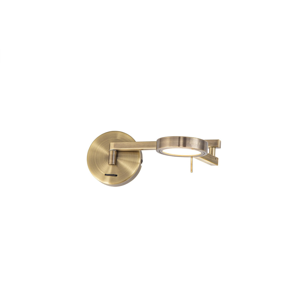 NL78039 Burlon Adjustable Swing Arm Wall Lamp / Reader LED Antique Brass
