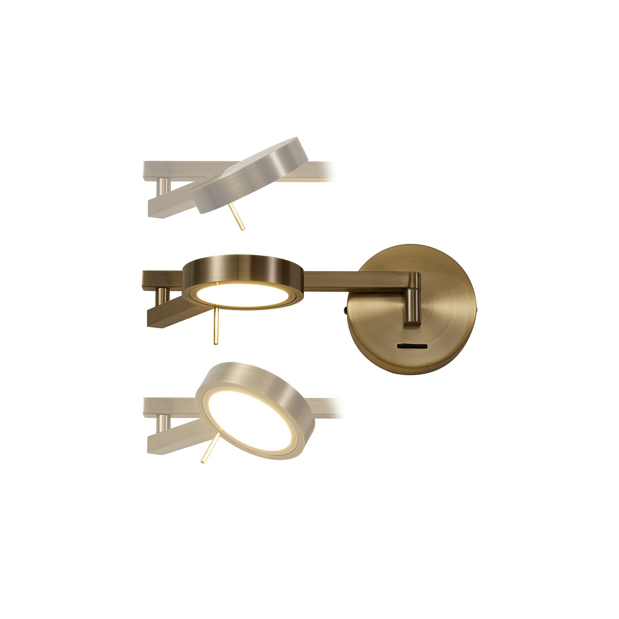 NL78039 Burlon Adjustable Swing Arm Wall Lamp / Reader LED Antique Brass