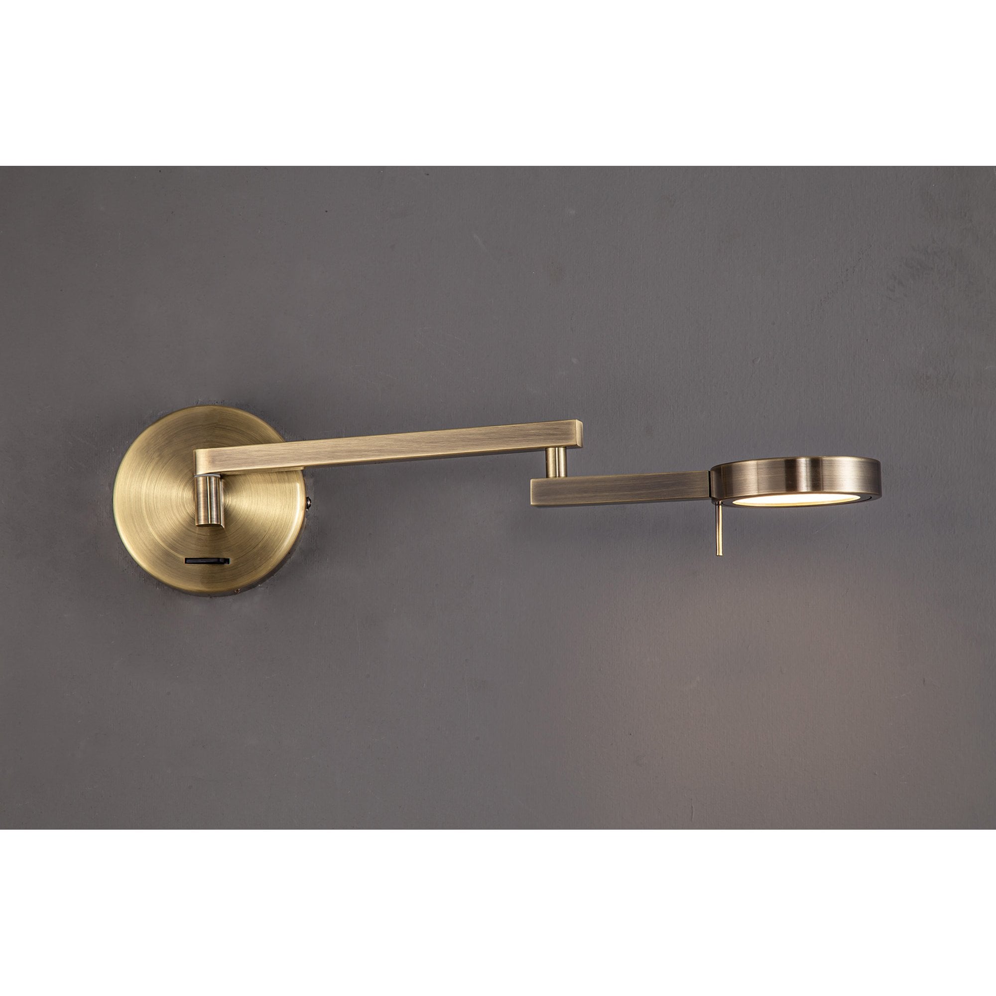 NL78039 Burlon Adjustable Swing Arm Wall Lamp / Reader LED Antique Brass