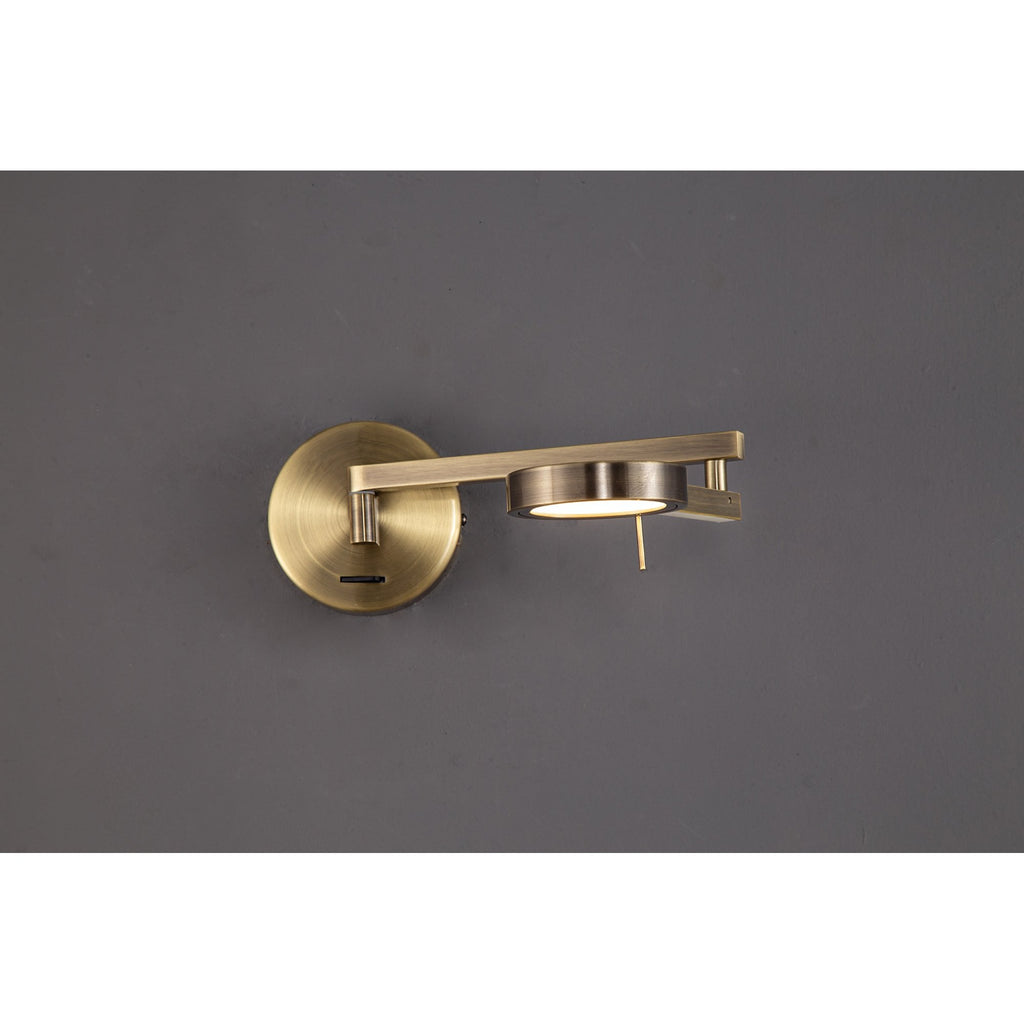 NL78039 Burlon Adjustable Swing Arm Wall Lamp / Reader LED Antique Brass