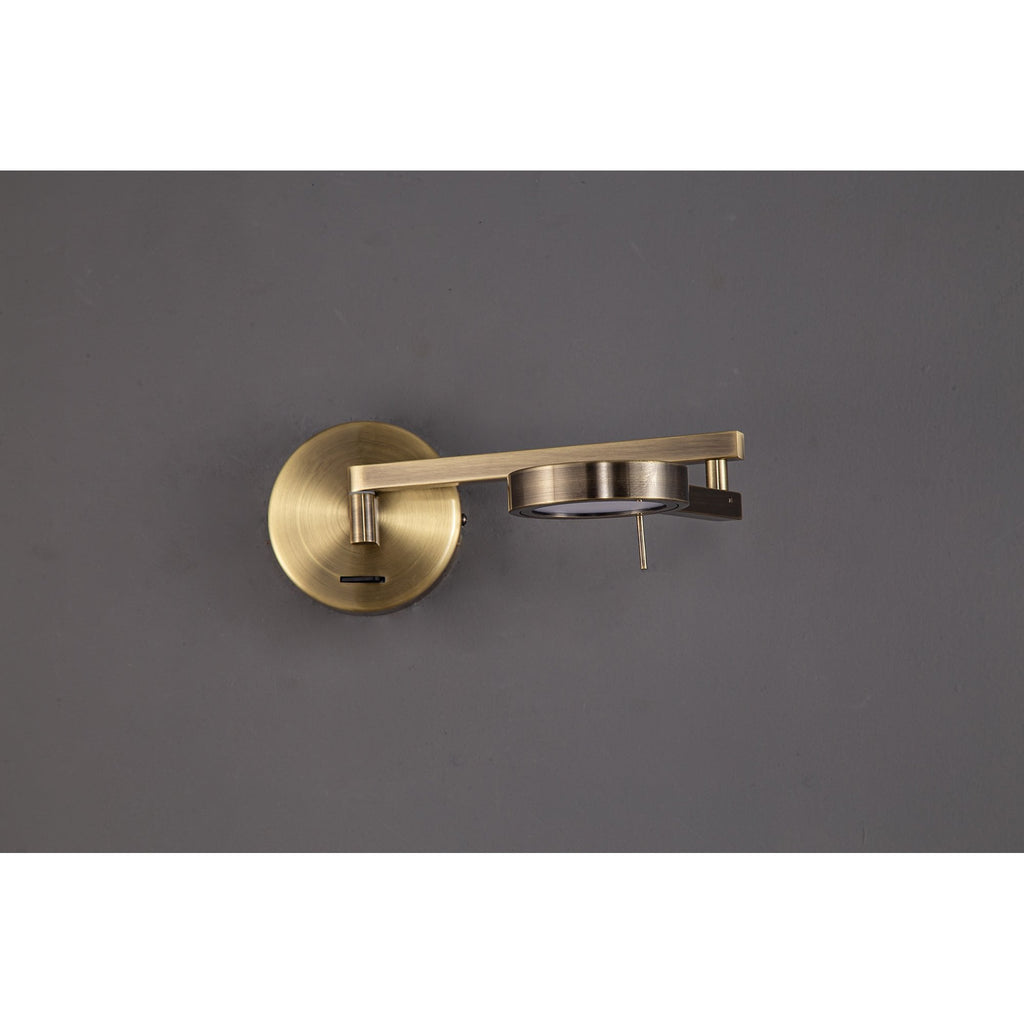 NL78039 Burlon Adjustable Swing Arm Wall Lamp / Reader LED Antique Brass
