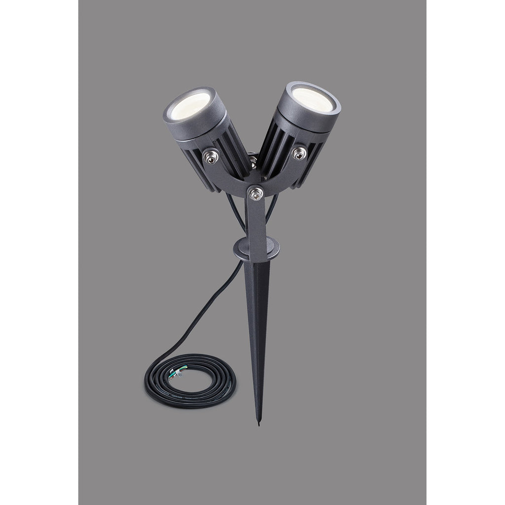 NL81789 Caster Outdoor Twin Spike  Light LED Grey/Black