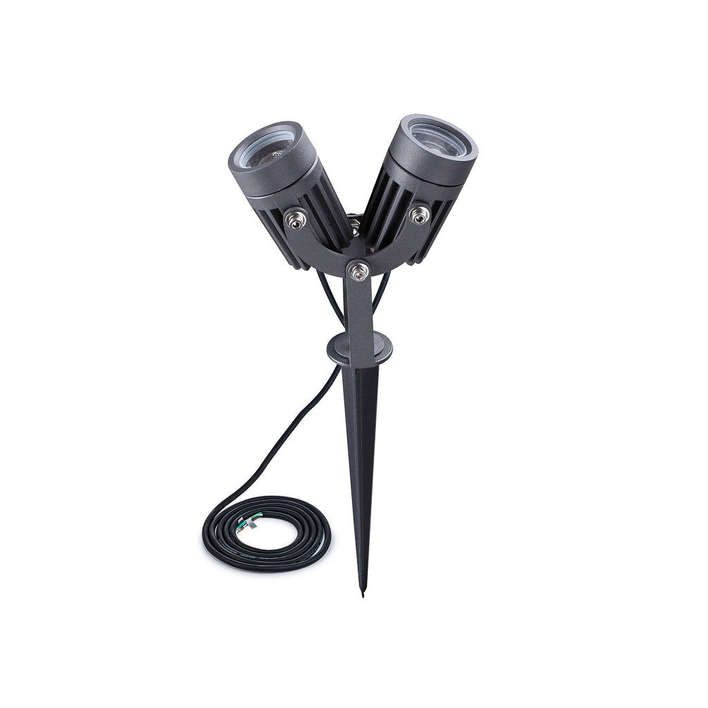 NL81789 Caster Outdoor Twin Spike  Light LED Grey/Black
