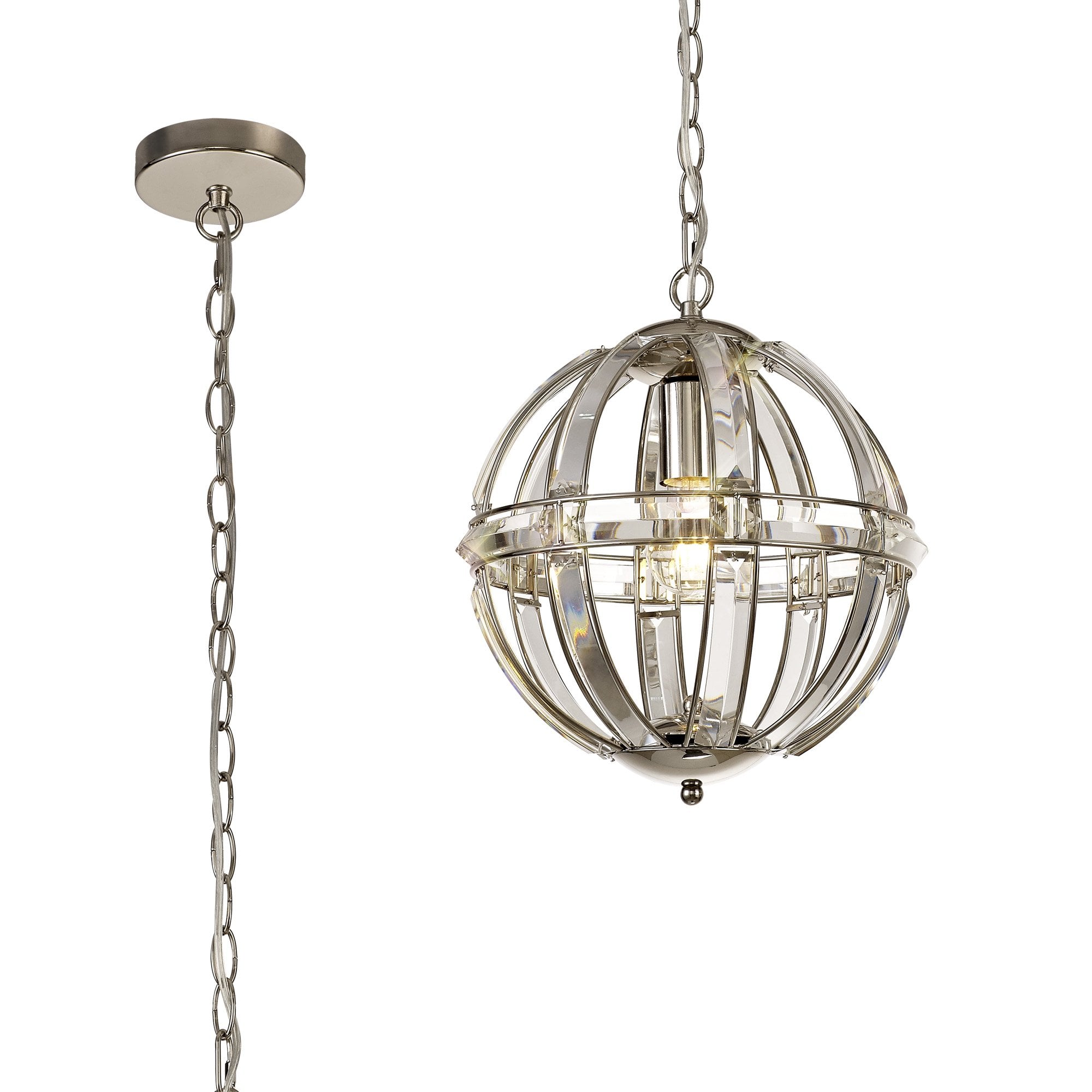 NL81379 Char Small Round Pendant 1 Light Polished Nickel