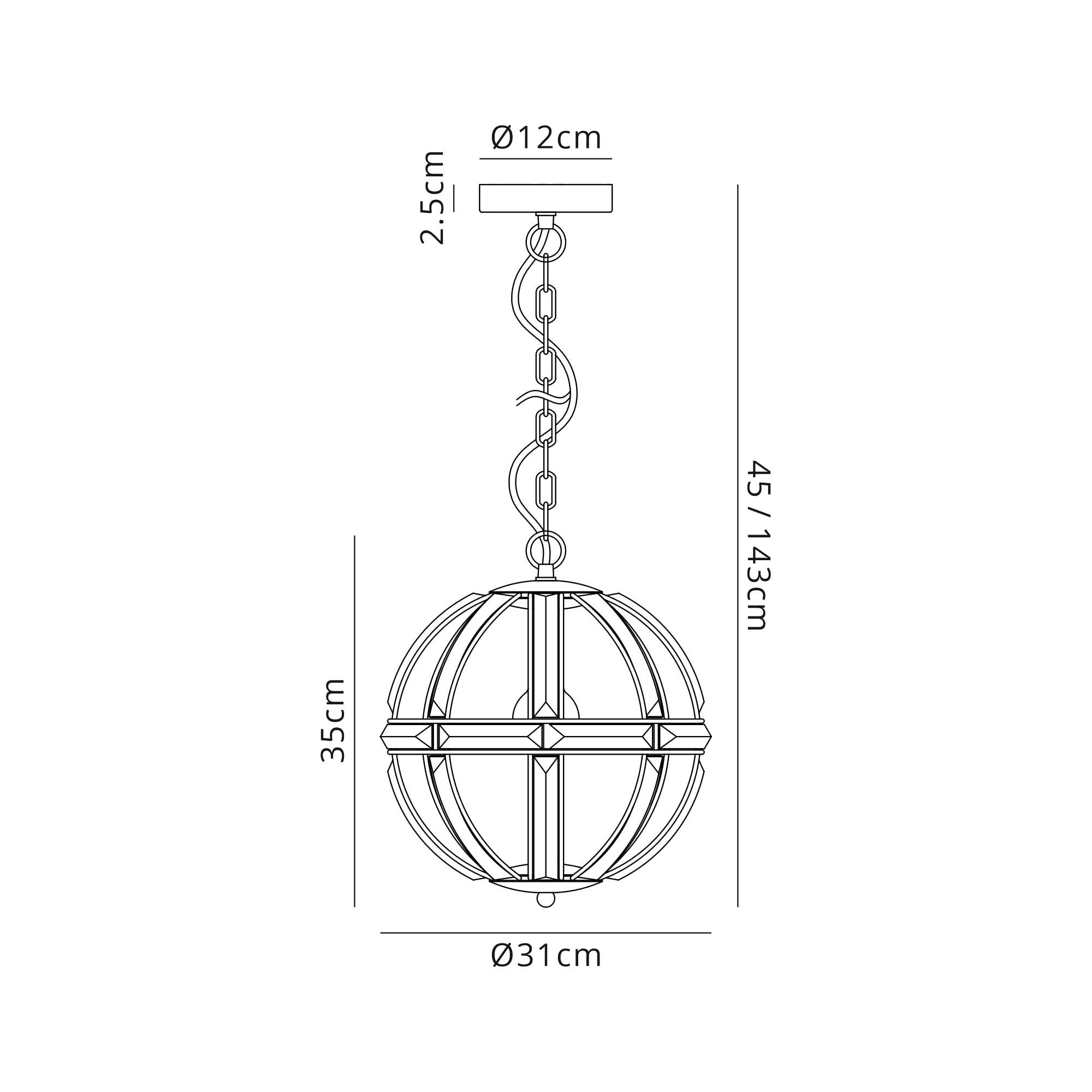 NL81379 Char Small Round Pendant 1 Light Polished Nickel