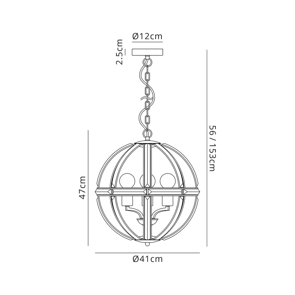 NL81389 Char Large Round Pendant 3 Light Polished Nickel