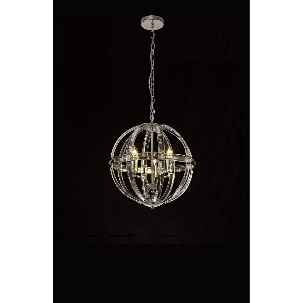 NL81389 Char Large Round Pendant 3 Light Polished Nickel