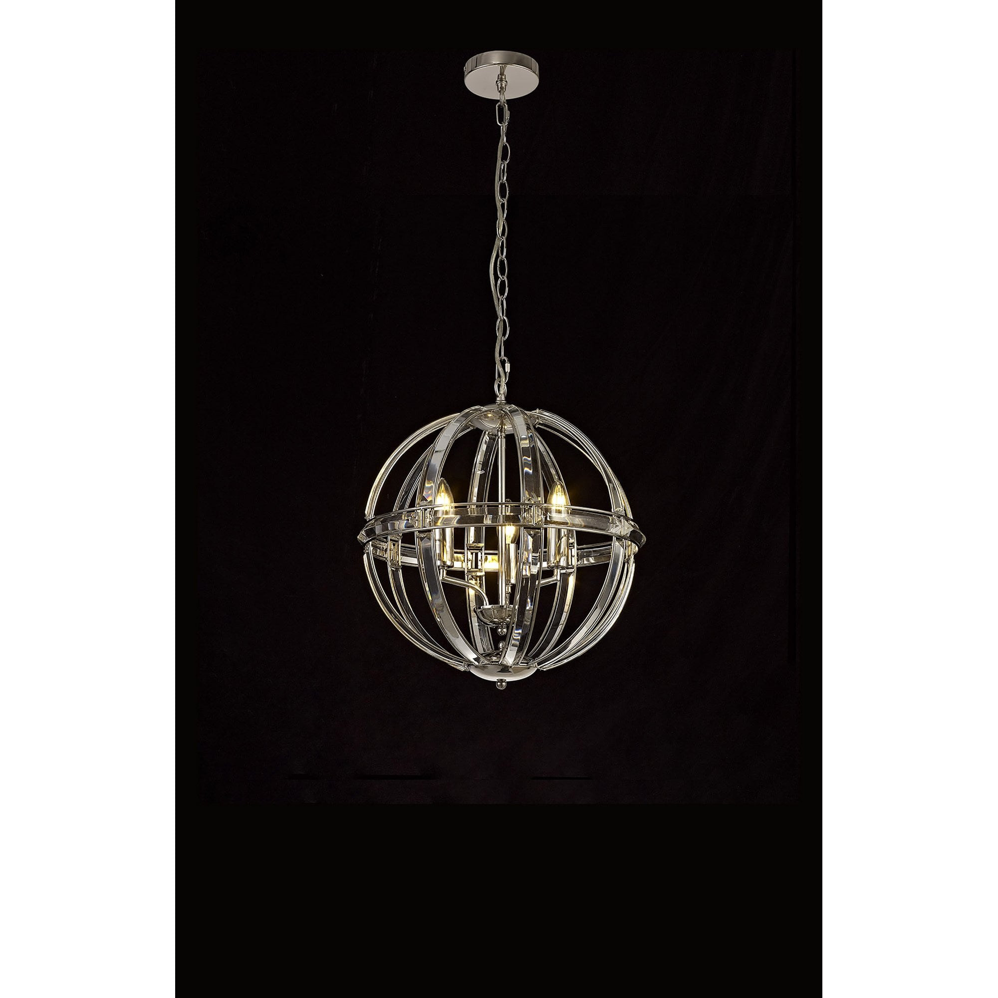 NL81389 Char Large Round Pendant 3 Light Polished Nickel